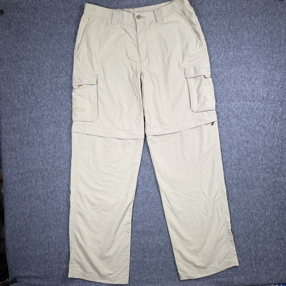 Eddie Bauer Convertible Pants Mens Size 34x34 Khaki Tan Hiking